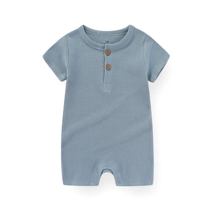 Kiddiezoom 1 PCS Fashion Four Seasons Unisex Solid Short Sleeve Baby Boy Girl Rompers 100%Cotton Soft Newborn Jumpsuit Clothes