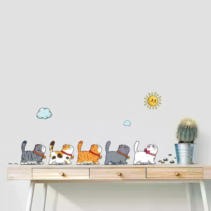 Wall Stickers Cats Self Adhesive Kids Wall Decals Art Murals For Living Room Cartoon Bedroom Toilet House Wall DIY Decor