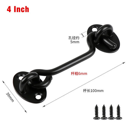 Stainless Steel Heavy Duty Privacy Hook and Eye Latch Lock with Screws Black Silver Barn Door Easy Locks Gate Latch Window Wind