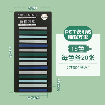 300Pcs Color Translucent Strips PET Index Sticker Note Highlight Mark Stickers Subjects Bookmarks Student Stationery Sticky Note