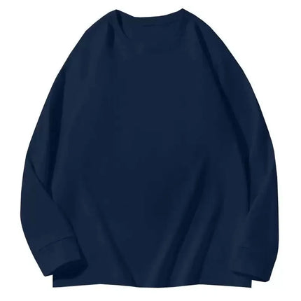 White Heavyweight 400g Pure Cotton Long Sve T-irt ex Loose Fit Basic Color Inner Wear Base Layer irt