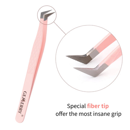 Gemerry Eylashes Tweezers Professional Eyelash Extensions Eyebrows Stainless Steel Fiber Tips Anti-Static Tweezers Tools Makeup