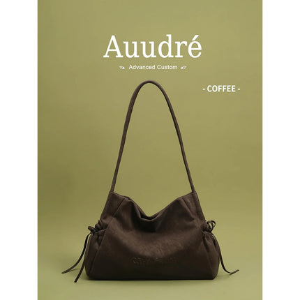 Audre Red Large Capacity Commuter Tote Bag Women's Underarm Fashionable 2026 New Style Soft Handbag Magnetic Buckle Closure