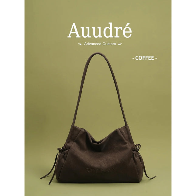 Audre Red Large Capacity Commuter Tote Bag Women's Underarm Fashionable 2026 New Style Soft Handbag Magnetic Buckle Closure