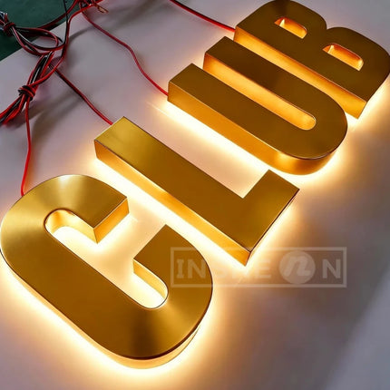 Custom 3D Metal LED Light Backlit Sign for Storefront Business Illuminated Signage Outdoor Waterproof Advertising Light Up