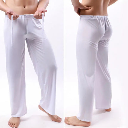 Men Yoga Pants Solid Color Elastic Waistband Low-waisted Trousers Fitness Training Joggers Loose Slacks Beach Casual Sport Pants