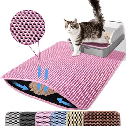 Cat Litter Mat Double Layer Pet Non-Slip Large Pet Litter Box Filter Mat Wear-Resistant Waterproof Anti-Slip Cat Litter Mat