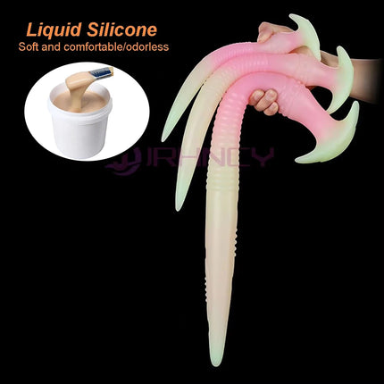 Glow In The Dark Anal Plug Long Butt Plug Tail Adult Sex Toys For Women Men Prostate Massage Anal Dilation Soft Silicone Butplug