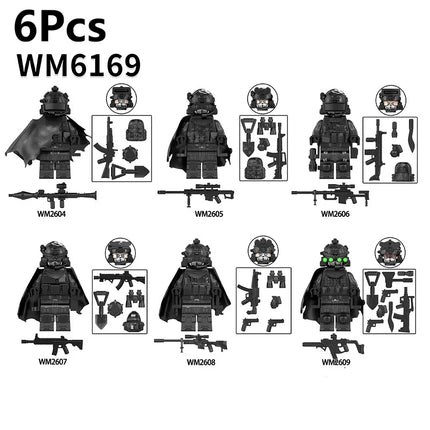 WM6147 WM6168 WM6169 Military Series SWAT Special Forces Building Block Commando Soldier City Police Cap Mini Action Figure Toys