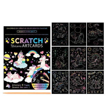 Rainbow Color Scratch Art Painting Paper Card Kit Cartoon Dinosaur Magic Drawing Board Kids DIY Educational Toys Christmas Toys