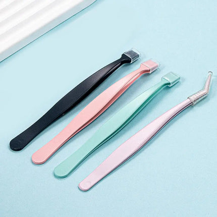2Pcs Eyelash Tweezer Set Lash Pick Up Clip Pointed Flat Clip Lash Grafting Item Lower Eyelashes Applicator Portable Makeup Clamp