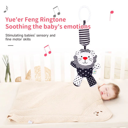 Baby Bells Soft Plush Rattle Black White Wind Chime Toys Newborn Early Education Car Seat Travel Stroller Educational Plush Toy