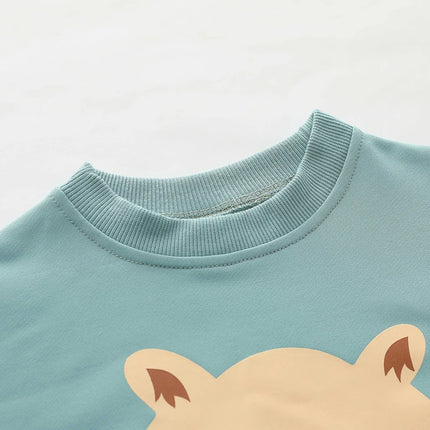 2PCS Infant and toddler spring and autumn small raccoon long-sleeved outdoor set with hat included