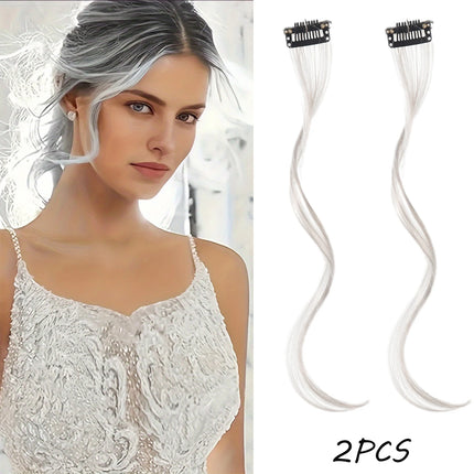 2PC synthetic Bangs Wig Hair Extensions Curly Clip-on Hair Front Side Long Wavy Blone Bangs With Clip Invisible Fringe Fake Hai
