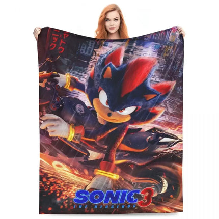 Sonic Poster Blanket 100x150cm - Soft Warm Throw Bedspread / Couverture Sonic 100x150cm - Jeté Doux Chaud