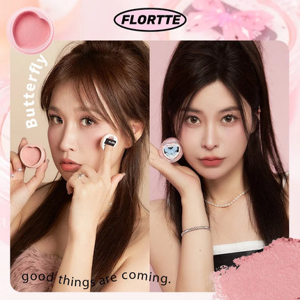 Flortte Air Powder Blush Cream Highlight Natural Nude Repair Brightening Face Thin Glitter Pure Desire Makeup With Puff