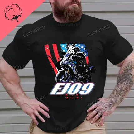 Motorcycle O-Neck Printed T-Shirt Short Sleeve Cotton Tee Case for R1200GS R1250 GS Adventure TShirt Overlander Ride Travel Tops