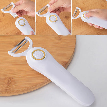 Electric Peeler Handheld USB Rechargeable Fruit Vegetables Peeler with 3 Cutter Heads for Home