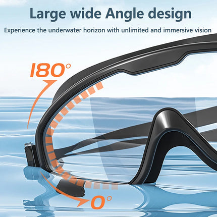 Large Frame Outdoor Swimming Goggles Anti-Fog Wide View Scuba Diving Swimming Glasses with Earplugs for Adult Youth Water Sports