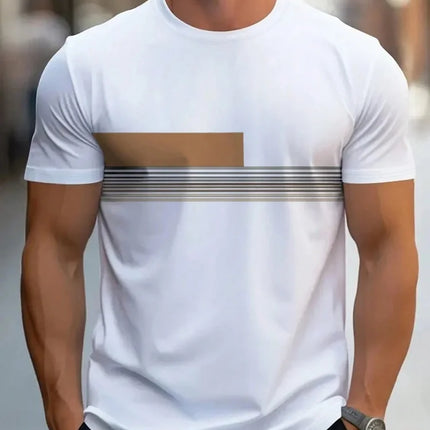 Summer men's casual sports loose oversized simple letter pattern printed round neck short sleeved T-shirt top