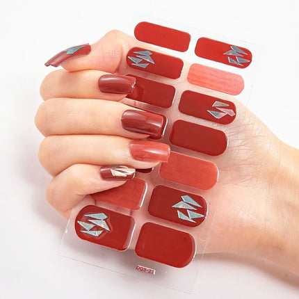 UV Semi-Cured Gel Nail Wraps Stickers Strips French Long Lasting Full Cover LED Gel Semi Cured Nail Sliders For Nail Extension