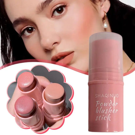 3in1 Monochrome Blusher Cheek Lip Tinted Durable Matte Natural Rouge Powder Blusher Stick Cream Matte Contour Makeup Cosmetices