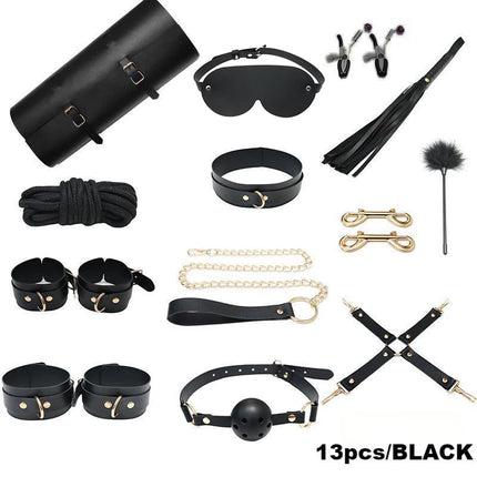 High-end Storage Bag SM 13 Set Combo Couples' Introductory Fetish Game Toys PU Adult Bondage Restraint