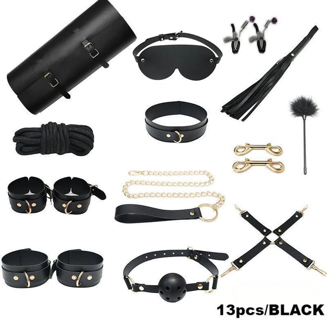 High-end Storage Bag SM 13 Set Combo Couples' Introductory Fetish Game Toys PU Adult Bondage Restraint