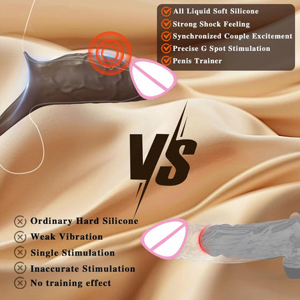 Vibrating Penis Sleeve Cock Ring G Spot Stimulate Sex Toys for Men 10 Vibration Modes Erection Trainer Delay Ejaculation Sex Toy