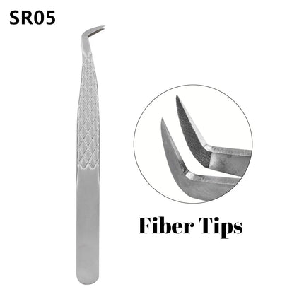 Gemerry Eylashes Tweezers Professional Eyelash Extensions Eyebrows Stainless Steel Fiber Tips Anti-Static Tweezers Tools Makeup