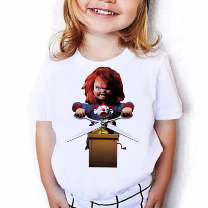 Kids Chucky Children Satan Halloween Horror Ghost Tee Manga Y2K Designer T Shirt Funny Anime Clothes Kid Girl Boy Tops Tees