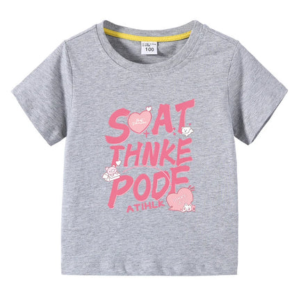 Summer Kids Girl T-Shirt Fashion Letter Print Short Sleeve Casual Tops Sweet Cool Style Teen Girls Clothing