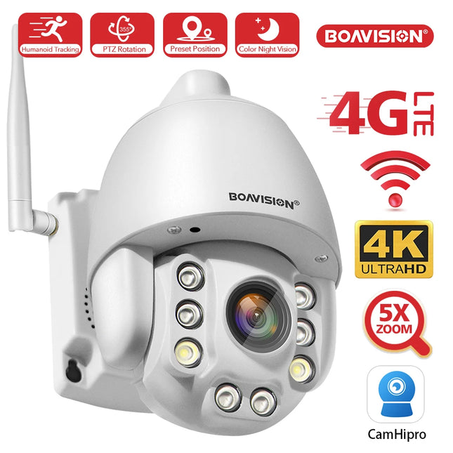 Wifi PTZ IP Camera 8MP 5MP 5X Zoom 4G Two Way Audio AI Auto Tracking  Wireless Camera Outdoor 60m IR Video Home Security Camera