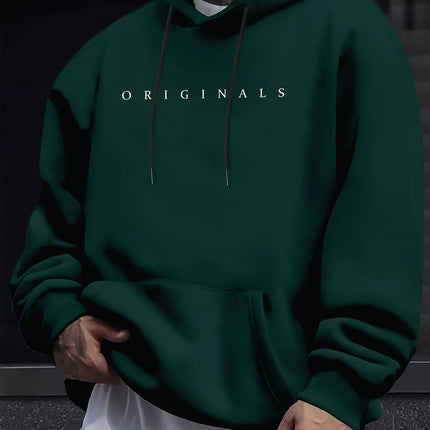 Men's autumn and winter casual fashion loose ORIGINALS letter printed long sleeved hooded sweatshirt warm pullover