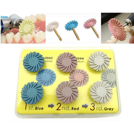 Dental Diamond Resin Polishing Disc Kit with Flex Spiral Brush Bur for Teeth Cleaning and Restoration Finishing