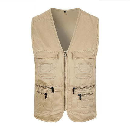 Men's Multi Pocket Tank Top Summer Men American Tactical Hiking Fishing Photography Director Mesh Sleeveless Outdoor Jacket Vest