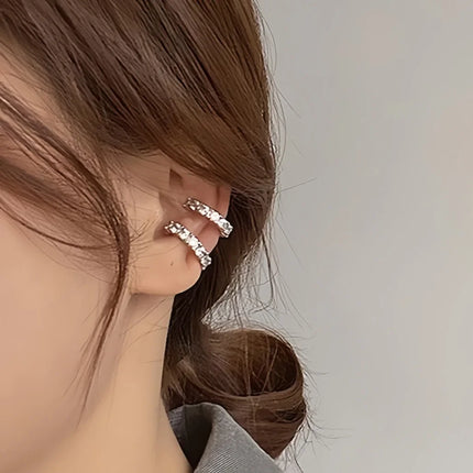 2Pcs Full Rhinestone Zircon Ear Cuff Ear Clip for Women No Pierced C Shape Earcuff Ear Wrap Earcuff Clips Fashion Jewelry Gifts