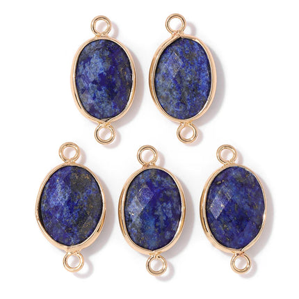 Blue Lapis Lazuli Pendant Gems Cross Hand Oval Shape Natural Stone Lapis Lazuli Charms for Jewelry Making Necklace DIY Bracelet