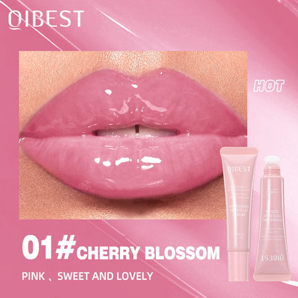 QIBEST 6 Colors Watery Crystal Jelly Lip Oil Balm Moisturizing Smoothing Lip Lines Jelly Pout Lip Gloss Glass Lip Glaze Cosmetic