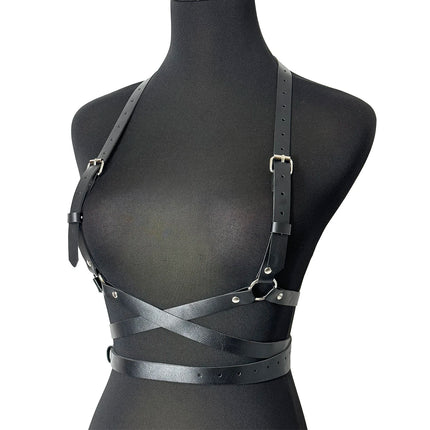 Pink Sexy Faux PU Leather Lingerie Suspender Harness Women Goth Adjustable Bondage Body Harness BDSM Fetish Clothing Accessorie