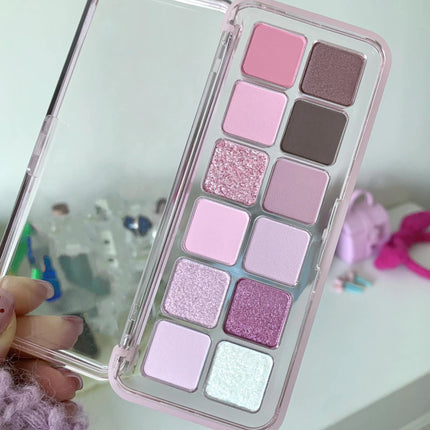 12 Colors Eye Shadow Palette Low-saturated Earth Pink Purple Eyeshadow Glitter Shimmer Matte Lying Silkworm Eye Shadow Makeup