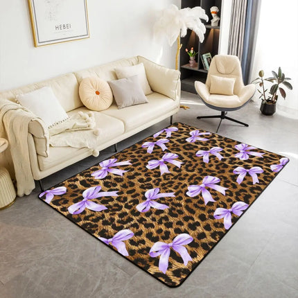 Striped Red Leopard Area Rug, Color Block Wild Animal Hide Print, Non-Slip Washable Mat for Living Room Sofa Dining Room Indoor