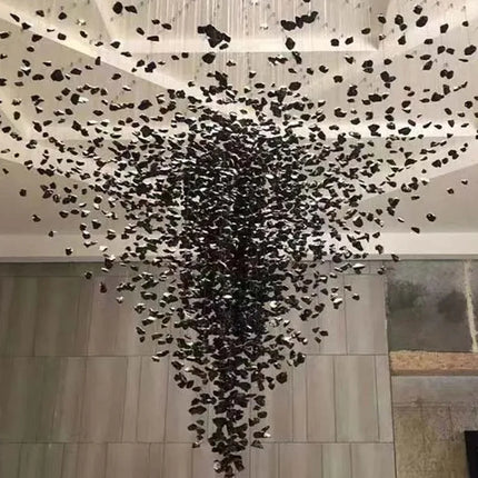 Hanging Lamp Hotel Lobby Decorative Lighting Stair Art Irregular Chandelier Custom Black Art Luxury Stone Chandelier Living Room