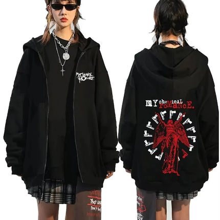 My Chemical Romance Mcr Dead Zipper Hoodie Black Parade Punk Emo Rock Zip Up Sweatshirt Men's Fashion Vintage Hip Hop Hoodies