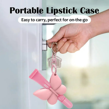Silicone Lip Balm Holder with Clip-On Keyring and Sweet Bowknot for Outdoor Adventures