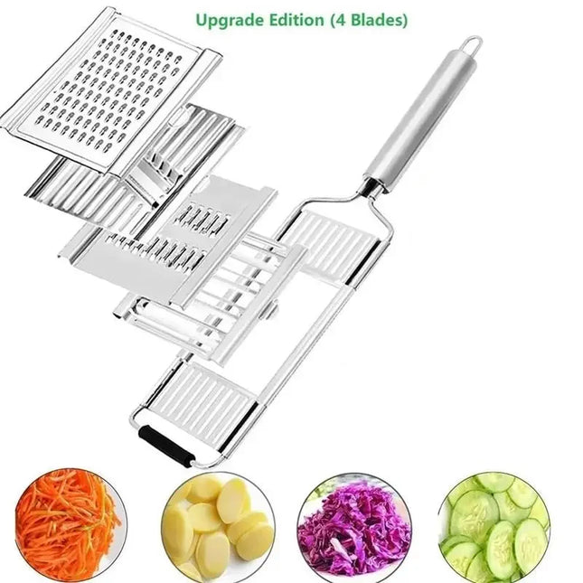 4-in-1 Stainless Steel Vegetable Slicer Shredder Cutter Multi-Purpose Vegetable Slicer Set Manual Fruit Carrot Potato Grater
