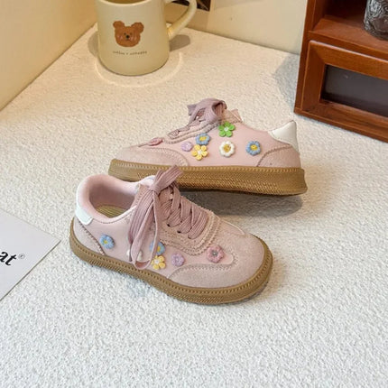 PU Leather Sport Shoes For Children Korean Style Teenager Kid's Sneakers Waterproof Outdoor Girl's Tennis Footwear Casual Shoes