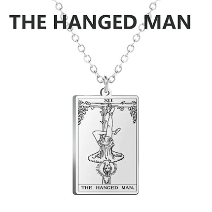 Dawapara Tarot Cards Necklace Women Stainless Steel Necklace Wealth Amulet Classic Tarot Major Arcana Divination Charm Jewelry