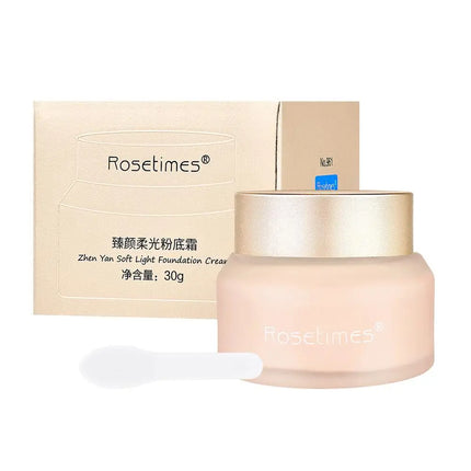 Rosetimes Soft Light Foundation Cream Waterproof Sweat-proof Concealer Ivory White Natural Color Moisturizing Liquid Foundation