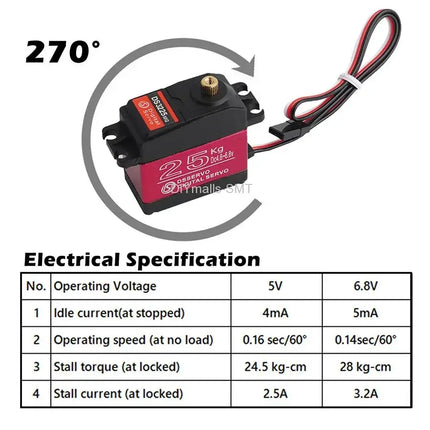 DS3225 25Kg RC Digital Servo 180 270 Degree Waterproof servo high torque Full Metal Gear for DIY Baja Car RC Robotic Arm